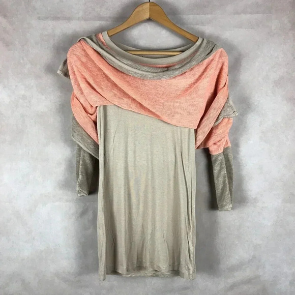 GRACE ELEMENTS Orange/Tan Layered Look Knit Top NWT Small - Picture 3 of 12
